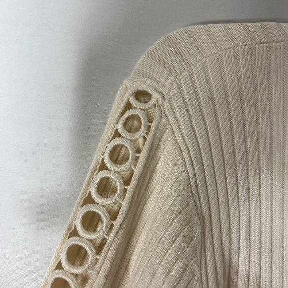 JASON WU ladies Knit Cardigan Sweater large buttercream Buttons crochet capsule - Picture 5 of 11